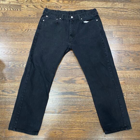 Levi's 505 Black Denim Jeans 38 X 30 Straight Leg Regular Fit High Rise Waist - Picture 8 of 8